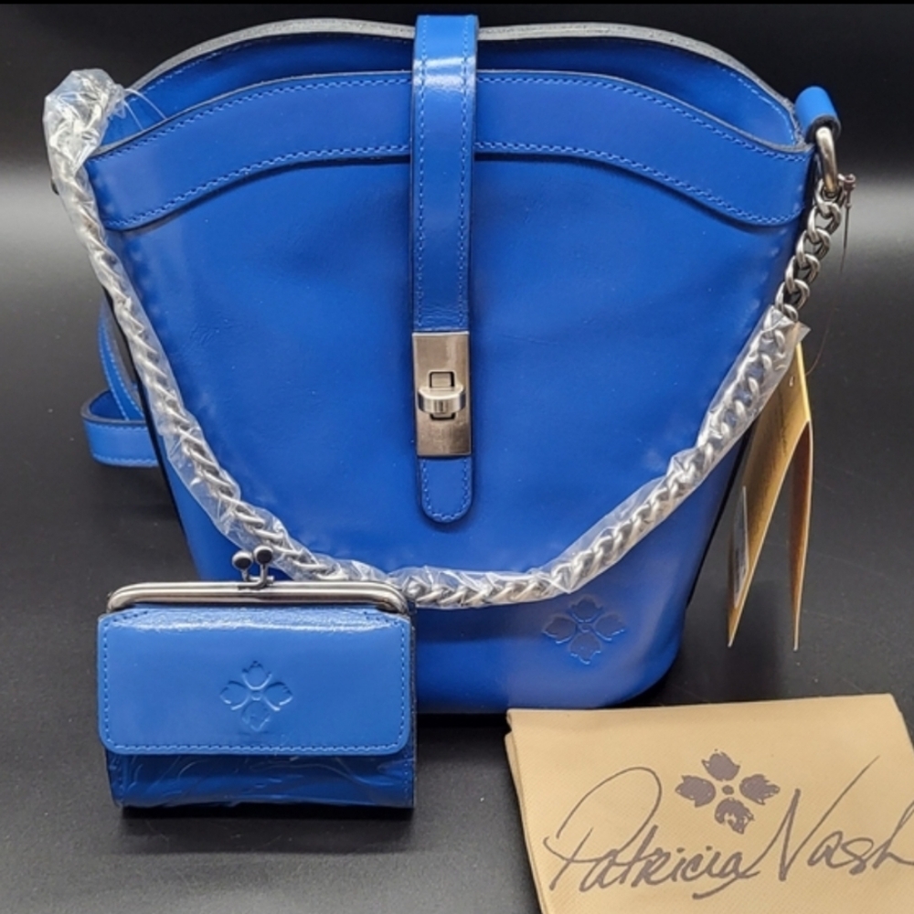 Patricia Nash Blair Top Handle Leather Crossbody and Tooled Leather Astor Wallet